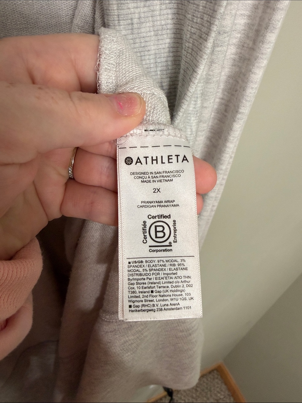 Athleta Light Gray Open-Front Draped Cardigan 2X 97% Modal - Picture 7 of 8